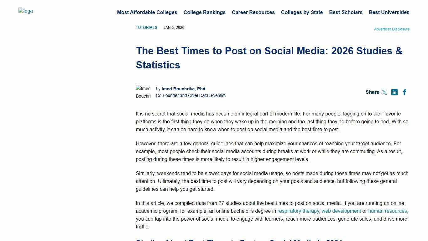The Best Times to Post on Social Media: 2026 Studies & Statistics Research.com